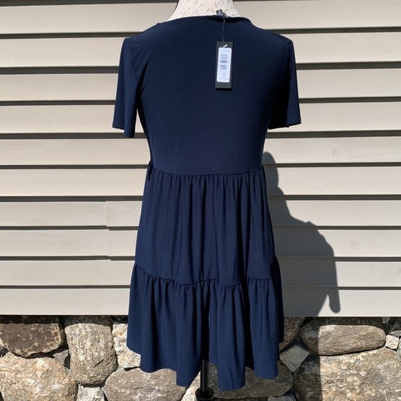Nik AND NASH Short Sleeve Ruffled Babydoll Dress - Navy - Picture 6 of 15